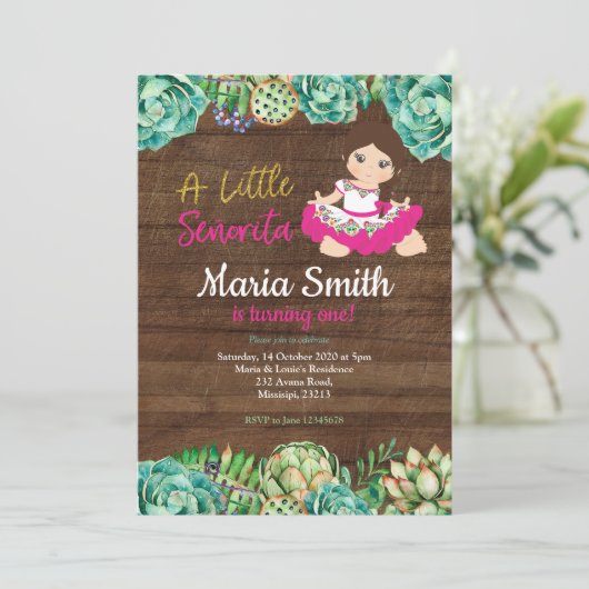 メキシコ素朴ンサボスフィエスタ1stバースデーガール 招待状 (スタンド正面)