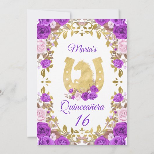 メキシコ紫の花甘い16誕生日  招待状 (裏面)
