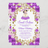 メキシコ紫の花甘い16誕生日  招待状 (正面/裏面)