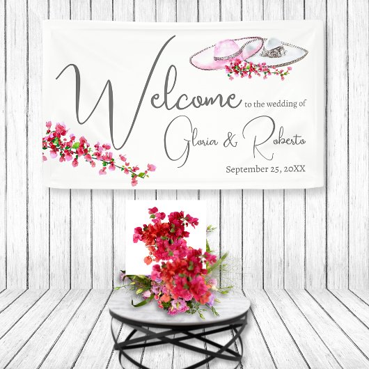 メキシコ結婚のソンブレロフローラ大歓迎サイン 横断幕