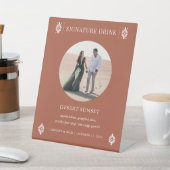 メキシコ結婚のテラコッタの署名ドリンクの看板 台座サイン (インサイチュ)