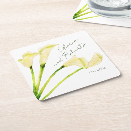 メキシコ結婚のリハーサルディナーカラリリー スクエアペーパーコースター (アングル)