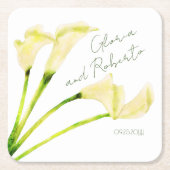 メキシコ結婚のリハーサルディナーカラリリー スクエアペーパーコースター (正面)