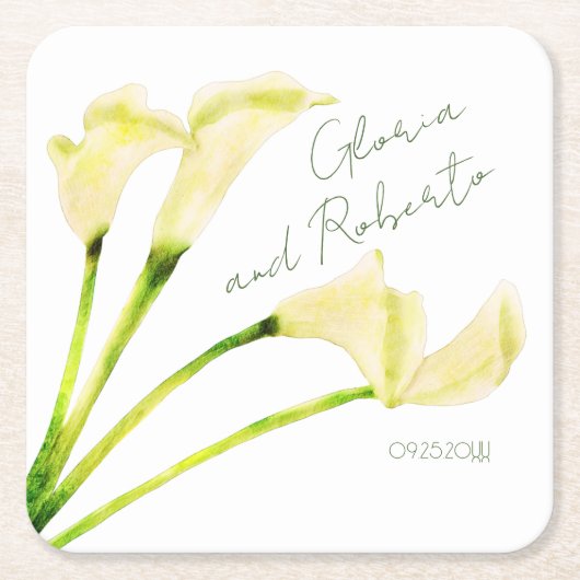 メキシコ結婚のリハーサルディナーカラリリー スクエアペーパーコースター (正面)