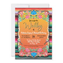 メキシコ結婚の敷物とフローラの招待