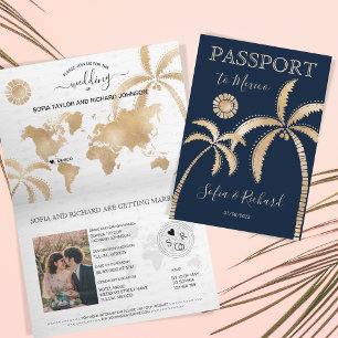 メキシコ結婚の旅行先パスポート世界地図パーム 招待状