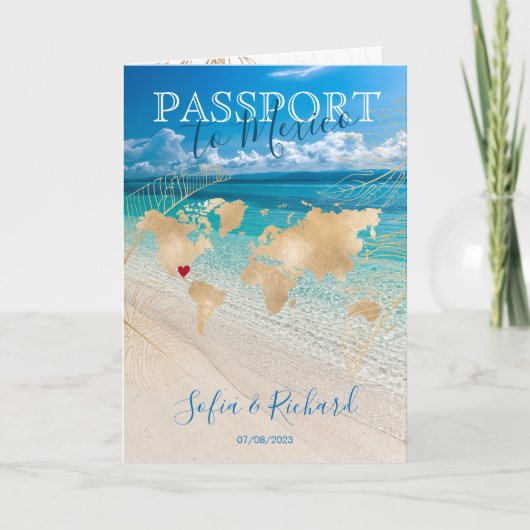 メキシコ結婚の旅行先パスポート世界地図Inv 招待状 (正面)