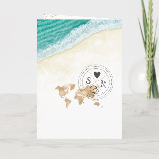 メキシコ結婚の旅行先パスポート世界地図Inv 招待状 (裏面)