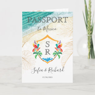 メキシコ結婚の旅行先Passport Crestイニシャル 招待状