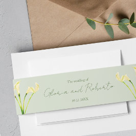 メキシコ結婚ンズキャラリリー&グリーンロマンチックボーダ 招待状ベリーバンド