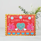 メキシコ結婚ンパペルピカド金ゴールドグリッター 招待状 (スタンド正面)