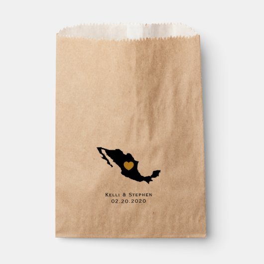 メキシコ結婚式の引き出物トリートサックス、地図抱き枕 フェイバーバッグ (正面)