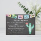 メキシコ結婚式の水彩画のサボテンの情報カード エンクロージャーカード (スタンド正面)