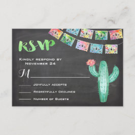 メキシコ結婚式の水彩画のサボテンRSVPカード 出欠カード