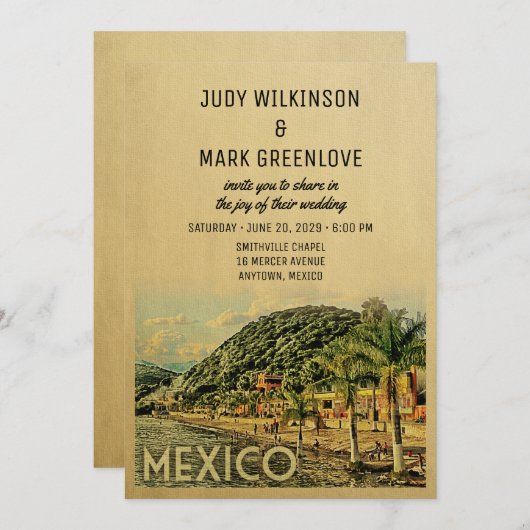 メキシコ結婚式招待状ヴィンテージミッドセンチュリー 招待状 (正面/裏面)