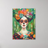 メキシコ美的糖頭蓋骨 キャンバスプリント (正面)