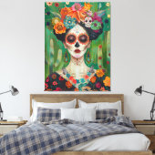 メキシコ美的糖頭蓋骨 キャンバスプリント (インサイチュ (寝室))