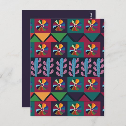 メキシコ美術の模様 ポストカード (正面/裏面)