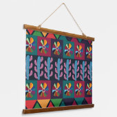 メキシコ美術の模様 吊り下げ型タペストリー (傾斜あり)