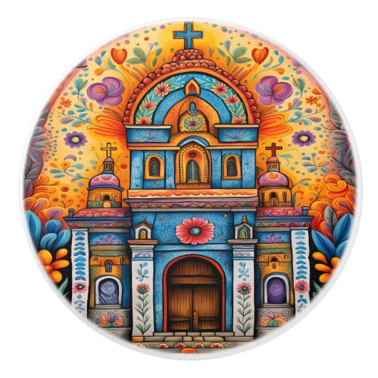 メキシコ美術 セラミックノブ (正面)