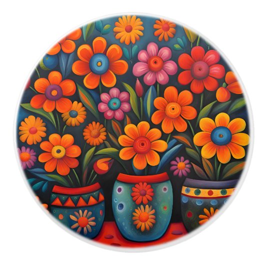 メキシコ美術 セラミックノブ (正面)