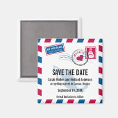 メキシコ航空便の結婚式の日付を保存 マグネット (正面/裏面)