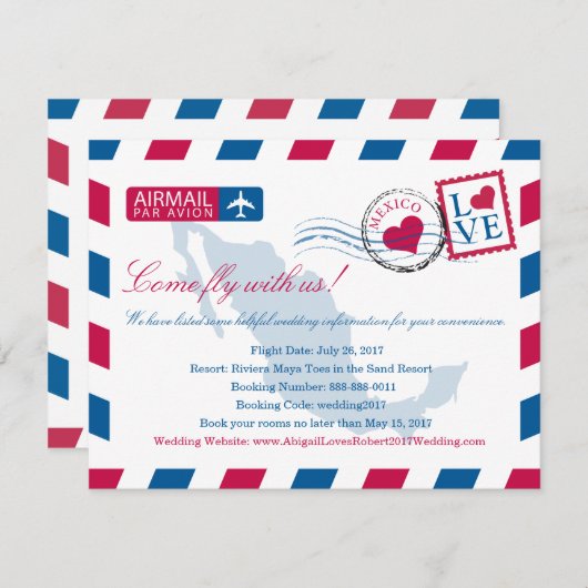 メキシコ航空結婚便の旅行情報 エンクロージャーカード (正面/裏面)