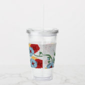 メキシコ花模様グリーンスパークルモノグラムのの名前 アクリルタンブラー (右)