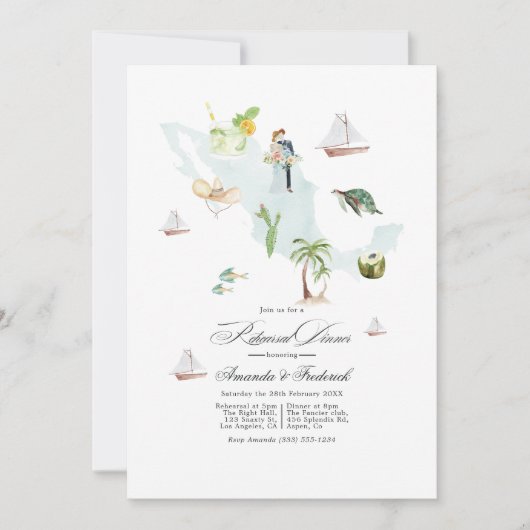 メキシコ行き先ウェディングリハーサルディナー 招待状 (正面)