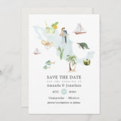 メキシコ行き先結婚式の水彩地図 セーブザデート (正面/裏面)