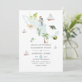 メキシコ行き先結婚式の水彩地図 招待状 (スタンド正面)