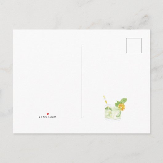 メキシコ行き先結婚式の水彩地図 案内ポストカード (裏面)