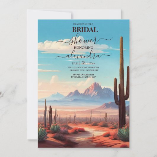 メキシコ西部サボテン砂漠ブライダルシャワー 招待状 (正面)