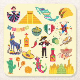 メキシコ記号 スクエアペーパーコースター