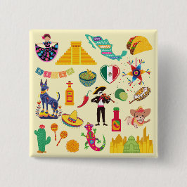 メキシコ記号 缶バッジ