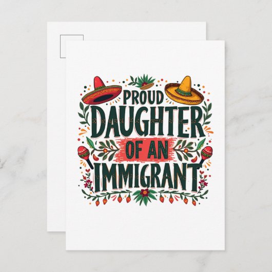 メキシコ誇りを持った移民の娘 インビテーションポストカード (正面/裏面)