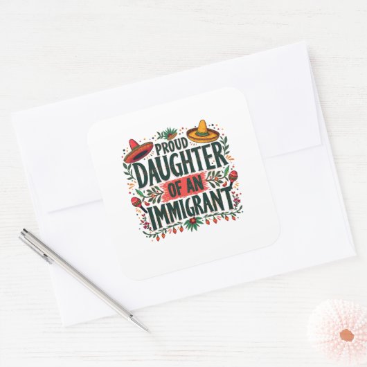 メキシコ誇りを持った移民の娘 スクエアシール (封筒)