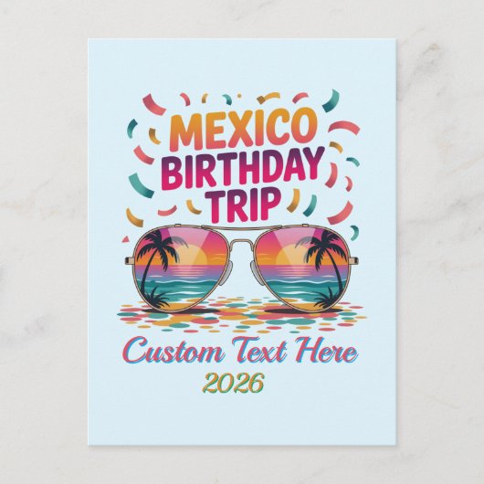 メキシコ誕生日旅行 誕生日仲間 バケーション ポストカード (正面)