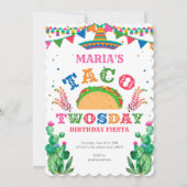 メキシコ語、タコパーティー祭、タコトゥオスデー、女の子2位 招待状 (正面)