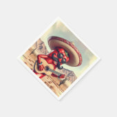 メキシコ赤唐辛子ギタープレーヤー スタンダードカクテルナプキン (角)