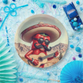 メキシコ赤唐辛子ギタープレーヤー ペーパープレート (パーティー)