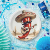 メキシコ赤唐辛子ギタープレーヤー ペーパープレート (パーティー)