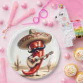 メキシコ赤唐辛子ギタープレーヤー ペーパープレート (パーティー)