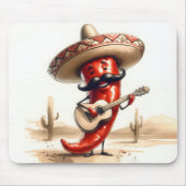 メキシコ赤唐辛子ギタープレーヤー マウスパッド (正面)