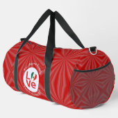 メキシコ赤恋パーソナライズされた国旗 ダッフルバッグ (右コーナー)