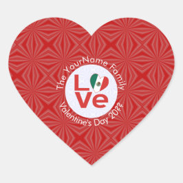 メキシコ赤恋パーソナライズされた国旗 ハートシール