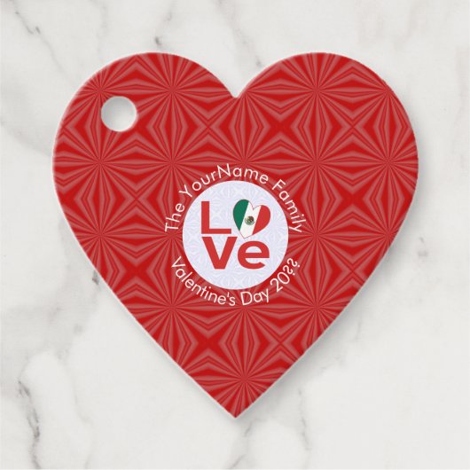 メキシコ赤恋パーソナライズされた国旗 フェイバータグ (正面)