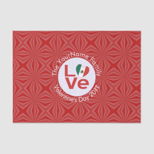 メキシコ赤恋パーソナライズされた国旗 薄葉紙 (正面)