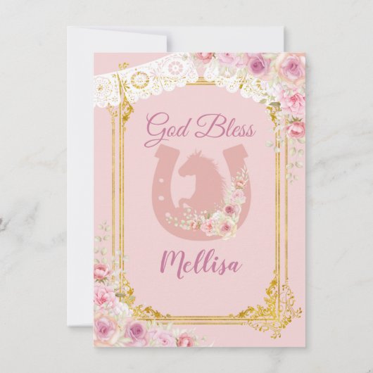 メキシコ赤面ピンク&金ゴールドガールフィエスタ誕生日 招待状 (裏面)