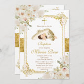 メキシコ金ゴールドフィエスタガールバプテスマ《キリスト教》洗礼式や命名式 招待状 (正面/裏面)